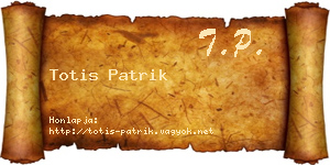 Totis Patrik névjegykártya